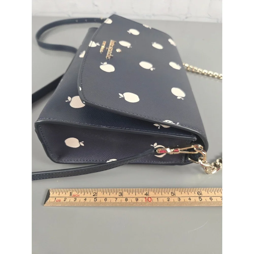 Kate Spade Carson Convertible Crossbody Orchard Toss Navy Apple Print WKR00523